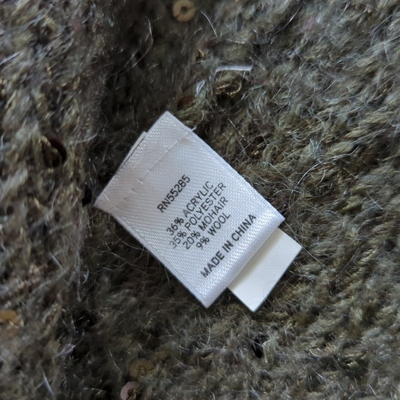 Express Sweater Womens Sz L Green Gray Mohair Blend Open Cardigan Sequins Chunky - Picture 4 of 8